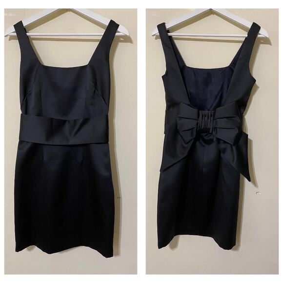 ABS Allen Schwartz Dresses & Skirts - NWT Vintage ABS Collection Mini Dress Black Size 2 Satin Bow Y2K Coquette Paris
